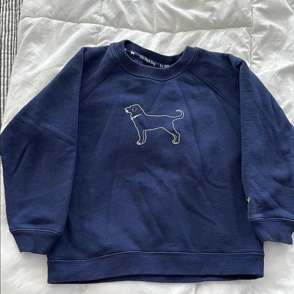 Navy Blue Dog Embroidered Sweatshirt
